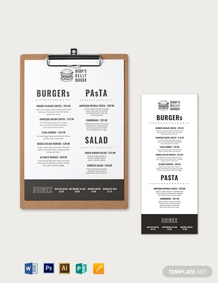 burger restaurant menu template