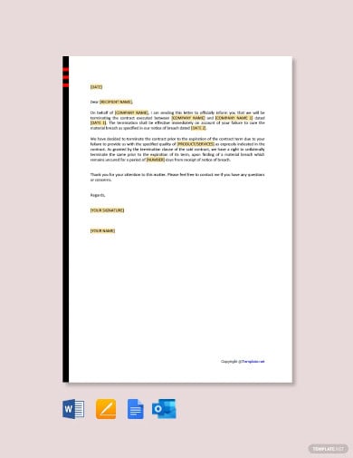 business contract termination letter template