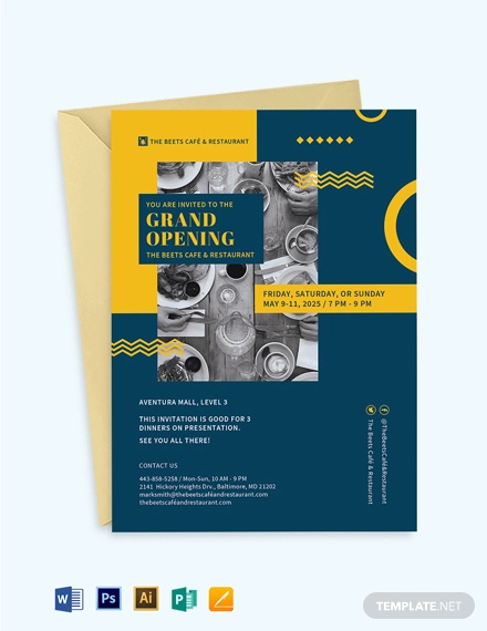 cafe and restaurant grand opening invitation template