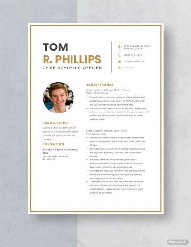 chief academic officer cv template