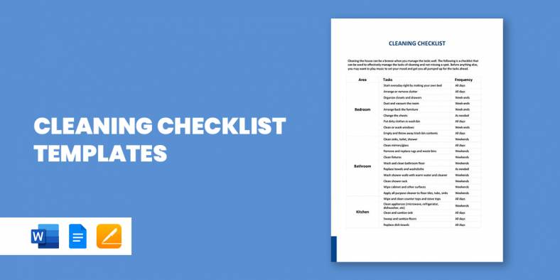 FREE 41+ Cleaning Checklist Templates in MS Word | Excel | PDF | Pages | Google Docs