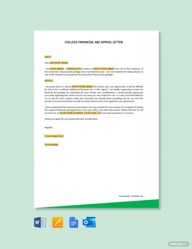 college financial aid appeal letter template