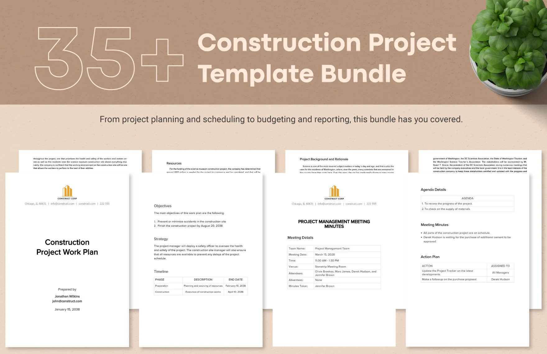 construction project templates bundle
