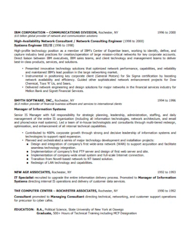 consultant network engineer resume template
