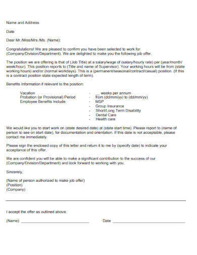 Contract Offer Letter Templates - 14+ Word, PDF Format Download! | Free ...