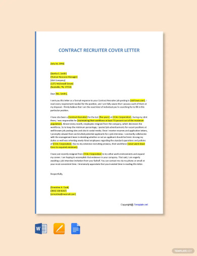 contract recruiter cover letter template