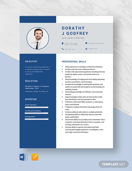 Data Entry Resume Template - 18+ Word, Excel, PDF Format Download!