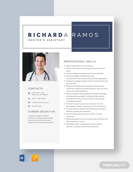 doctors assistant resume template