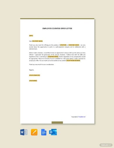 employer counter offer letter template