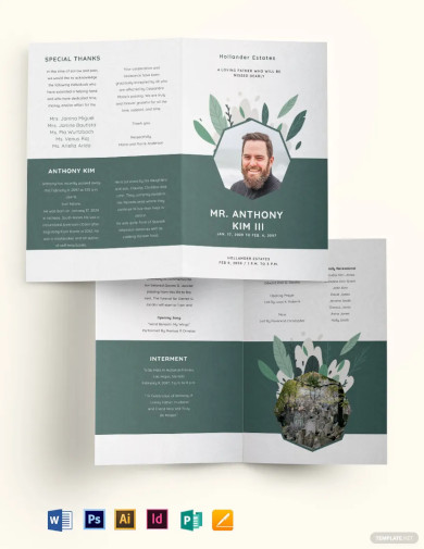 father dad funeral obituary bi fold brochure templates