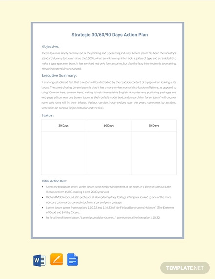 free 30 60 90 days action plan strategy template