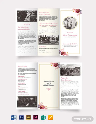 free blank loving memory funeral tri fold brochure template