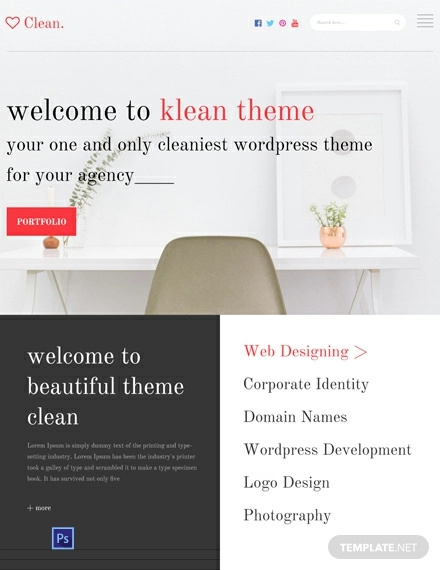free clean psd website template