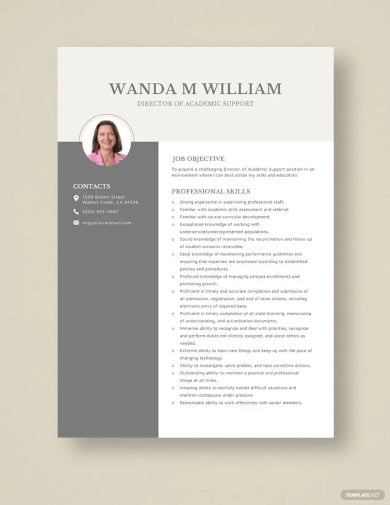 free director of academic support cv template