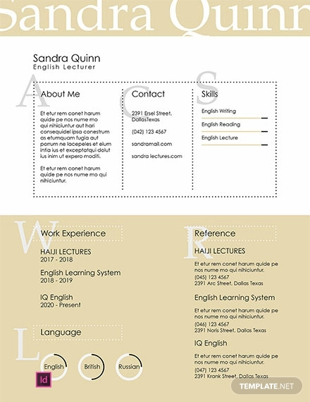 free english lecturer resume template