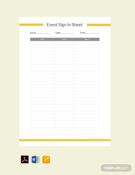 free event sign in sheet template