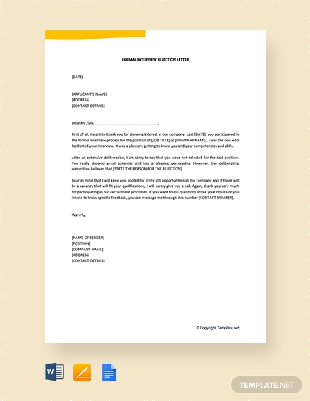 14+ Formal Rejection Letters - Sample, Example Format Download