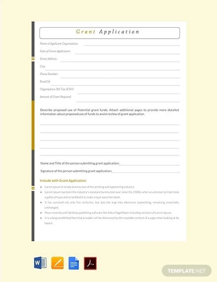 free grant application template