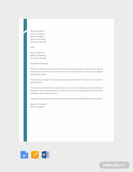 17+ Late Warning Letter Examples - Word, PDF Format Download