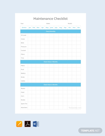 free maintenance checklist template 440x570