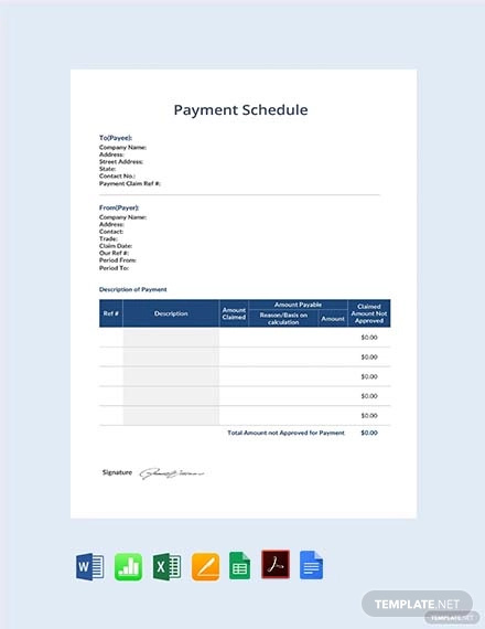 free payment schedule template
