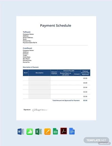 34+ Payment Schedule Templates - Word, Excel, PDF | Free & Premium ...