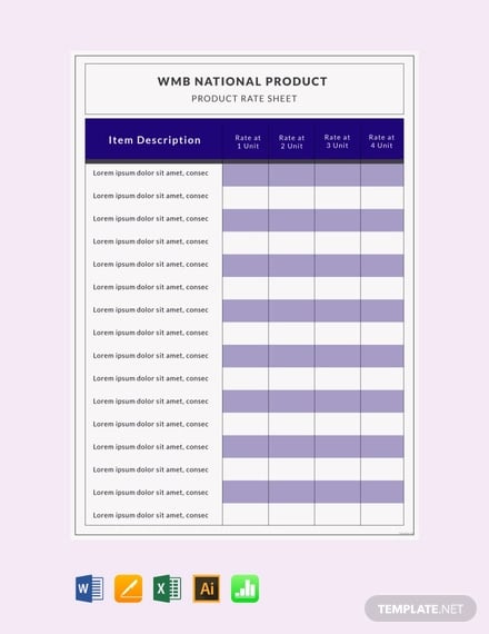 free-product-rate-sheet-template