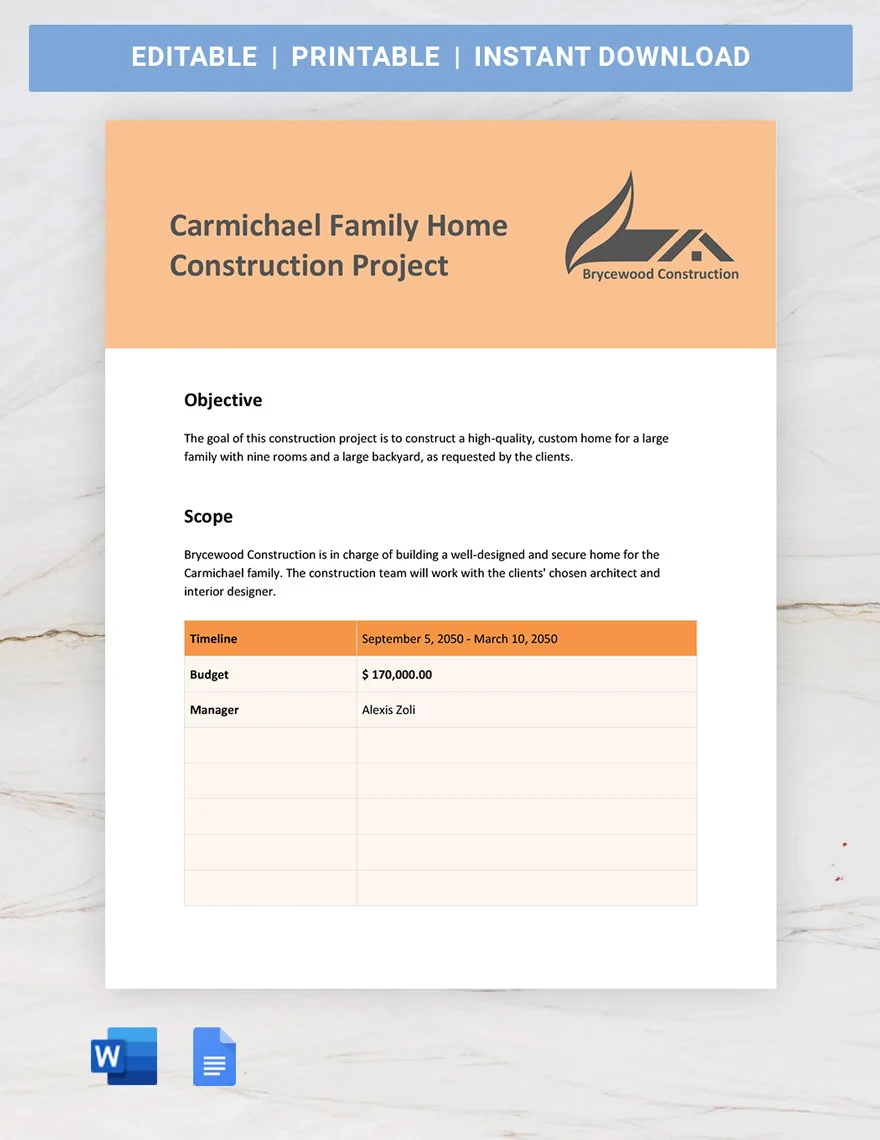 free project scope template