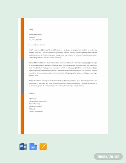 free-reference-letter-template