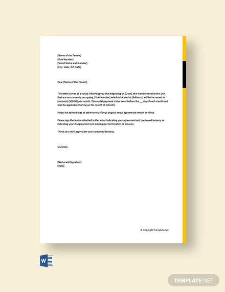 Sample Rent Increase Letter 7 Free Sample Example Format Free Premium Templates