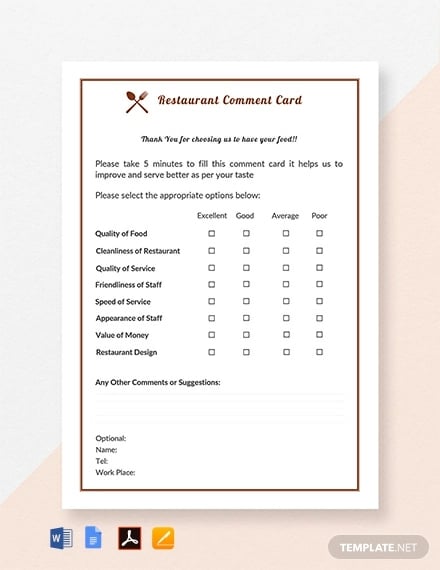 free-restaurant-comment-card-template