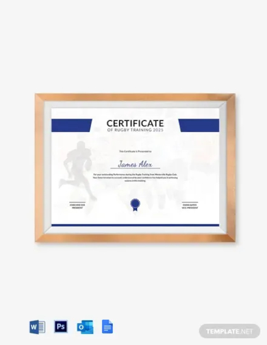 free rugby training certificate template
