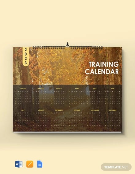 free sample training desk calendar template