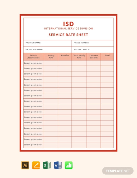 28+ Rate Sheet Templates - Word, Excel, PDF Document Download