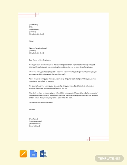 free welcome aboard letter template