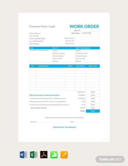 free-work-order-template