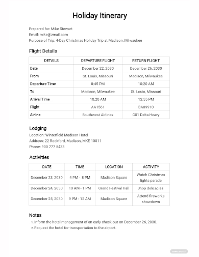 42+ Itinerary Templates Free Microsoft Word Documents Download