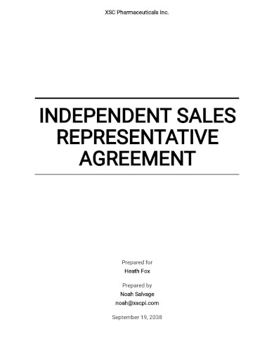 independent sales representative agreement template
