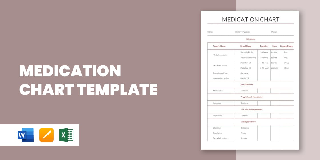 free medication chart template