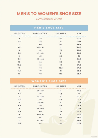 Printable Shoe Size Chart - 21+ PDF Documents Download