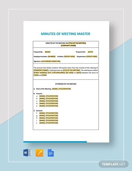 minutes of meeting master template