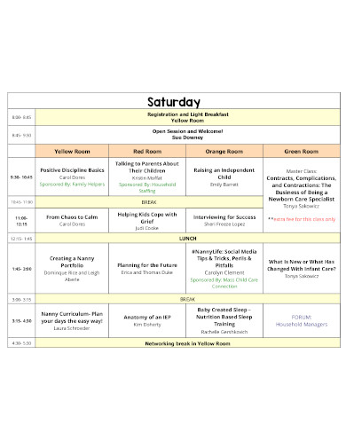 9  Nanny Schedule Templates in PDF DOC