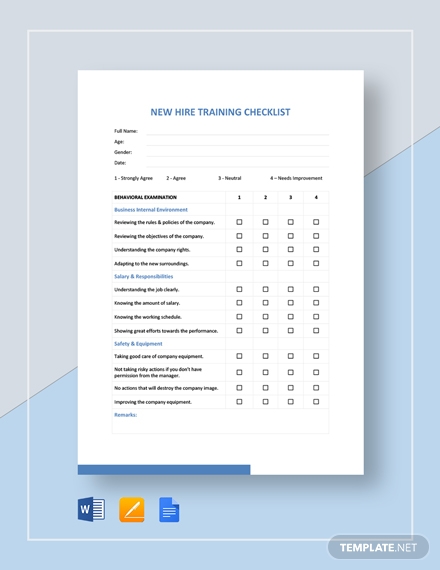 new hire training checklist