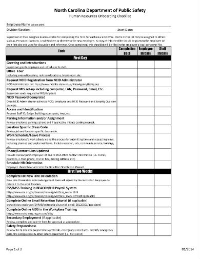 onboarding checklist sample template