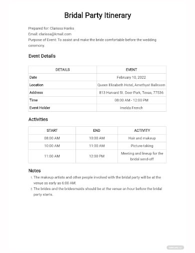online-bridal-party-itinerary-template