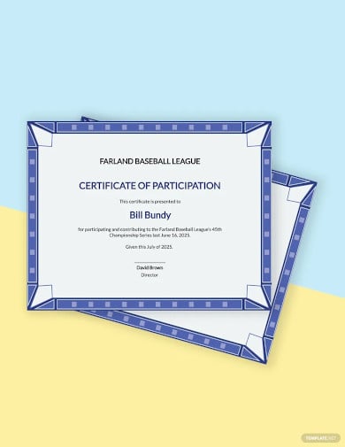 participation certificate for sports template