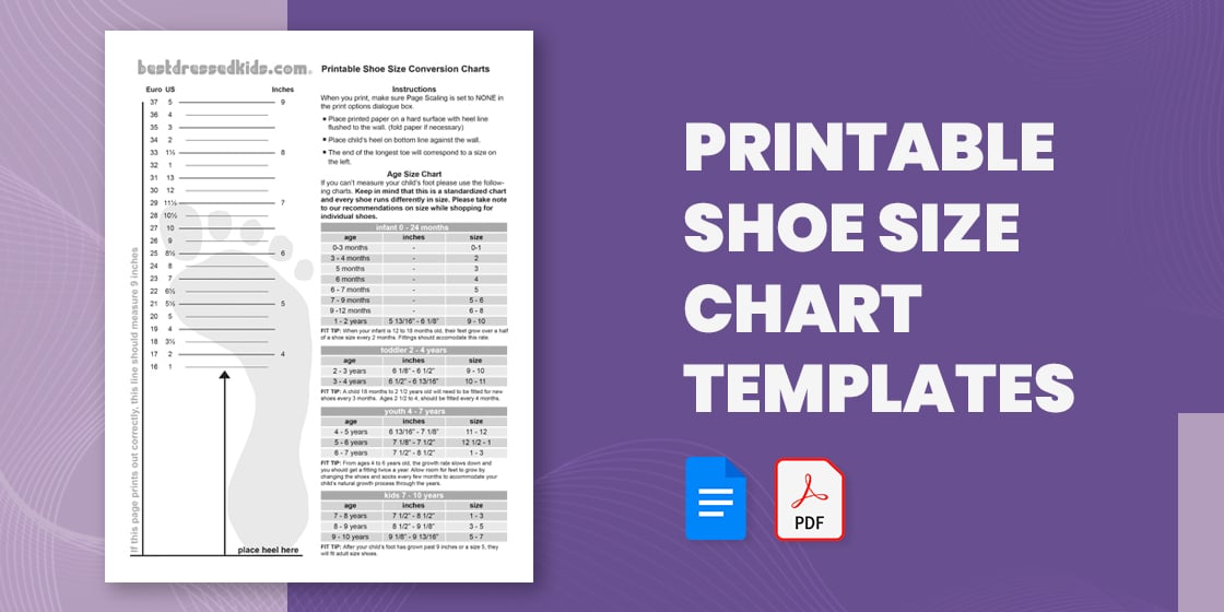 Printable Shoe Size Chart - 21+ Pdf Documents Download