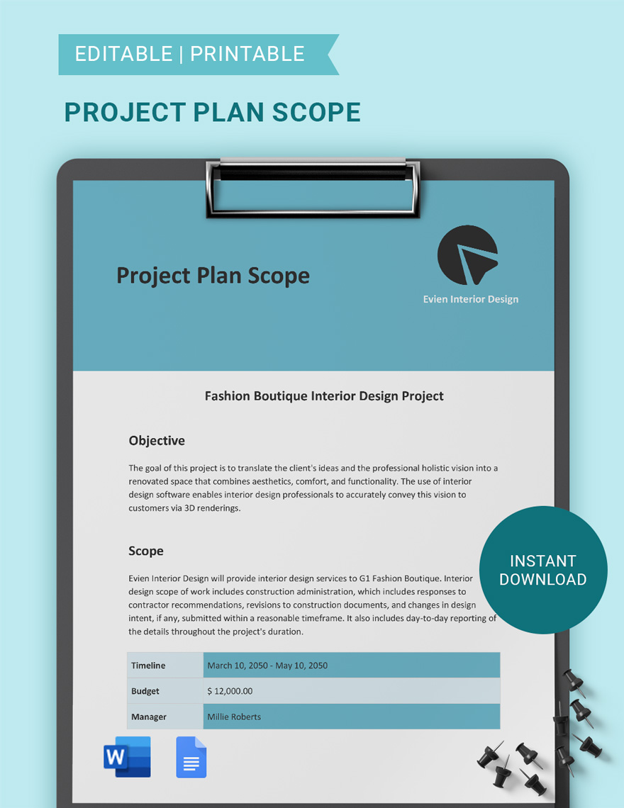 project plan scope template
