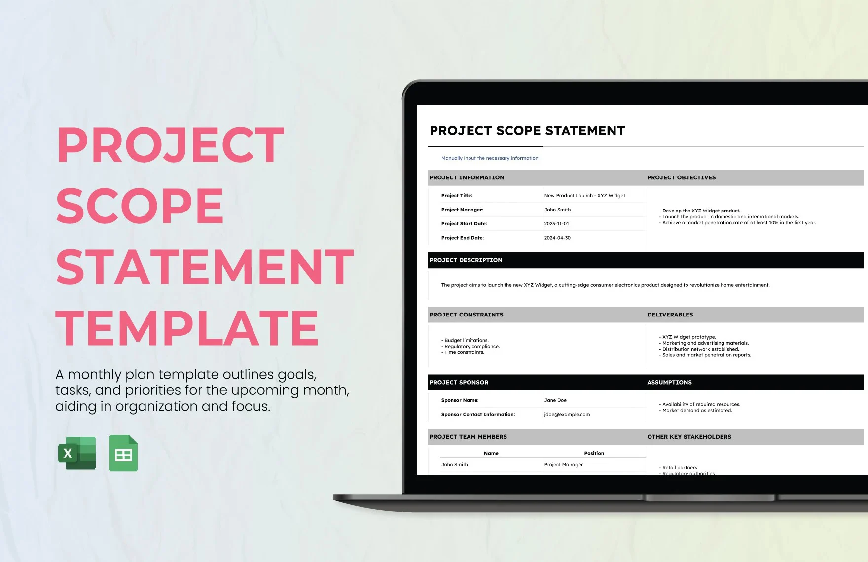 project scope statement template