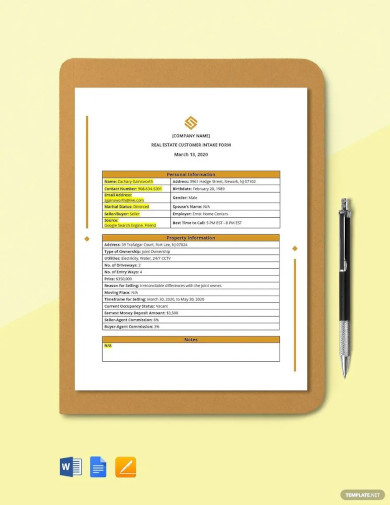 Intake Form Template - 14+ PDF Documents Download